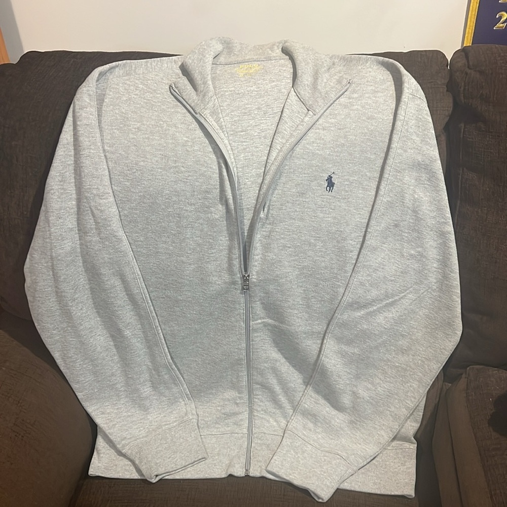 Polo by Ralph Lauren Men's Gray Full-Zip Double Knit Jacket - Picture 5 of 7